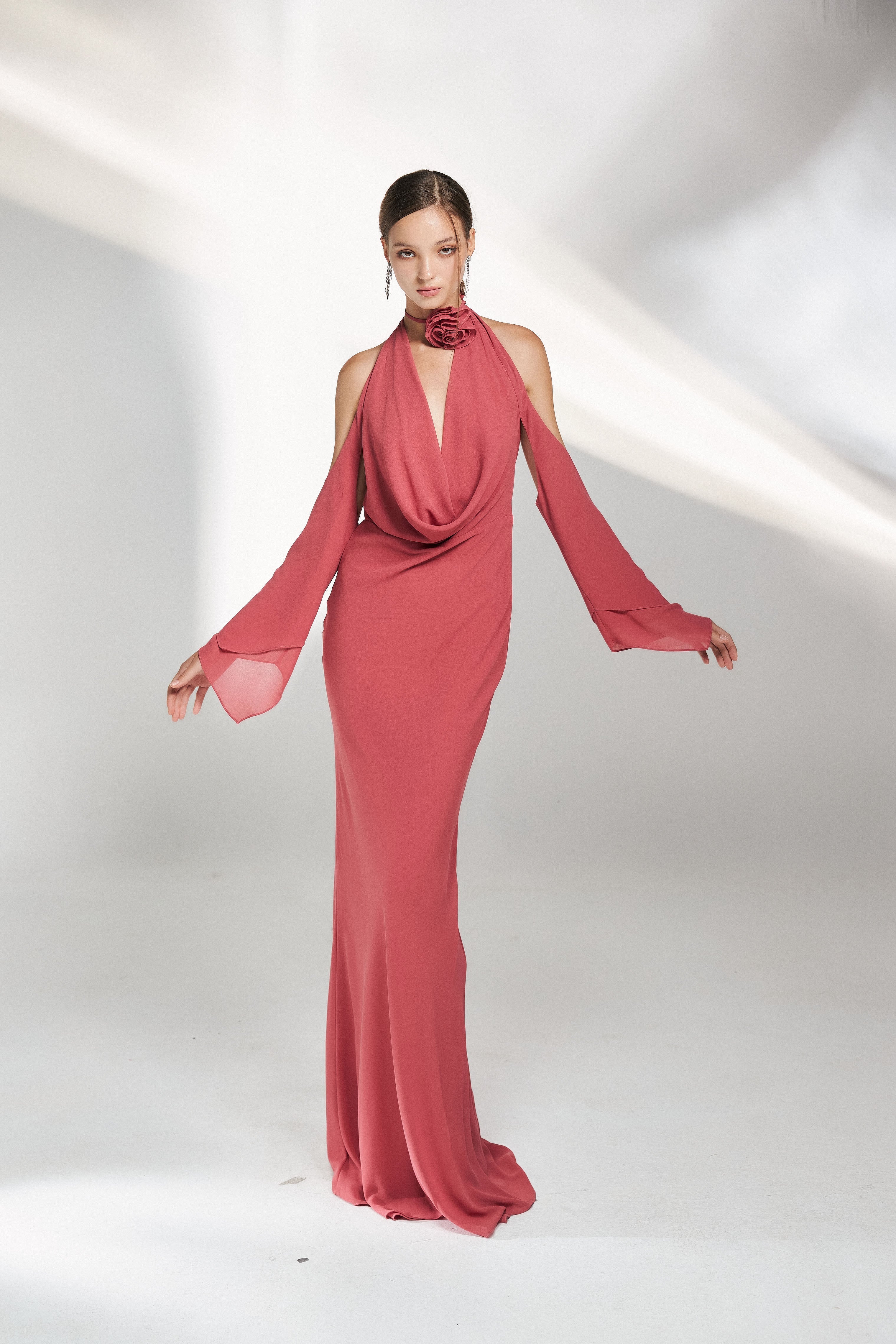 red choker maxi dress Missguided Red Choker Maxi Dress with Slit and Open