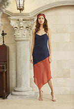 Medina Dress - White-dress-MISS MODERN-XS-Navy-Orange-MISS MODERN