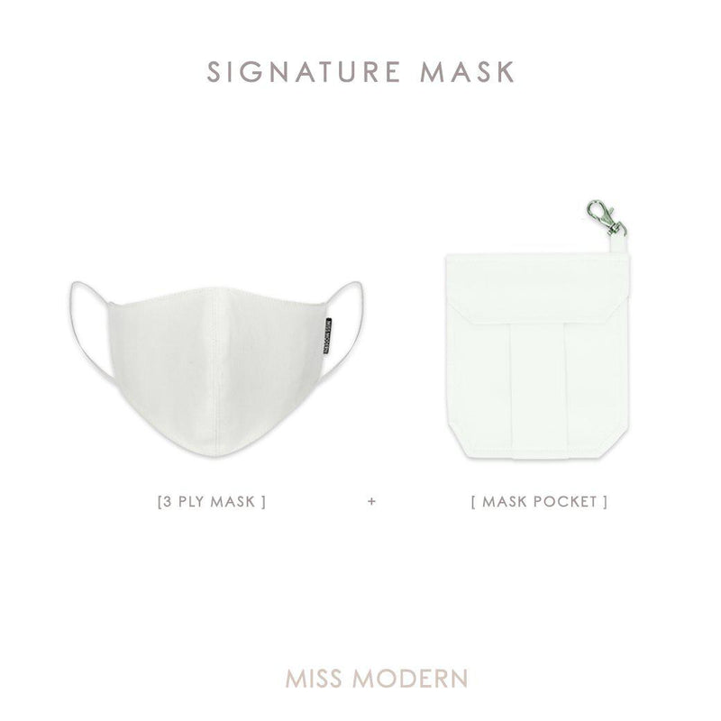 Signature Silk Mask & Mask Pocket-mask-MISS MODERN-WHITE-MISS MODERN