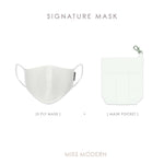 Signature Silk Mask - White | PRE-ORDER ready to ship 6 Oct-mask-MISS MODERN-Mask + Mask Keeper-MISS MODERN